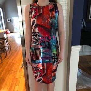 Hale Bob colorful/graffiti body con dress